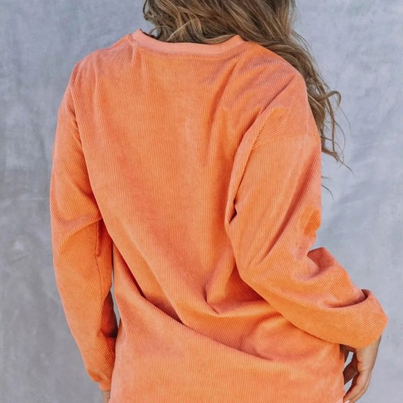 Orange Howdy Pumpkin Halloween Graphic Corded Sweatshirt - Picture 5 of 8